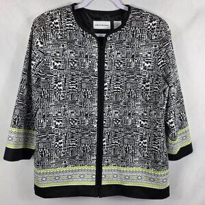 Alfred Dunner Women's Jacket Blazer Size 12 Black & White Abstract Design